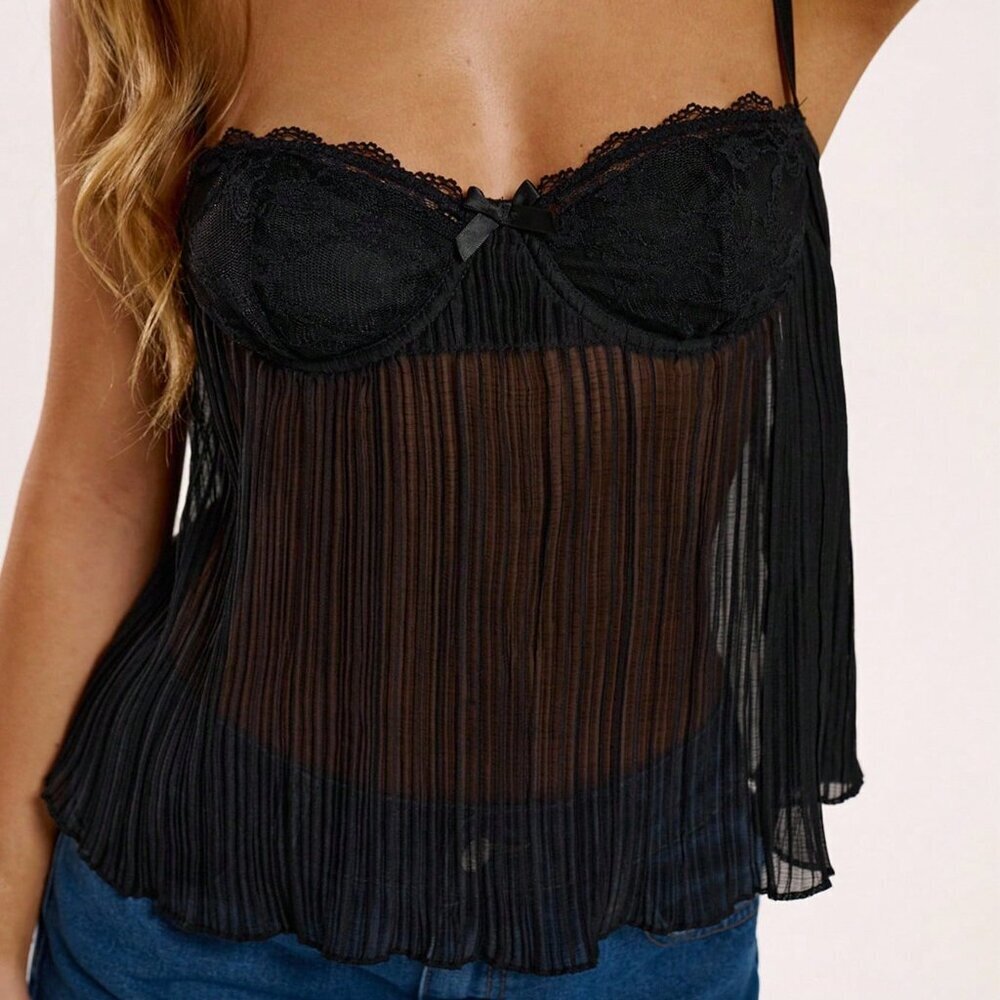Black Versatile Women's Sexy Y2k Lace Camisole Corset - Picture 6 of 6